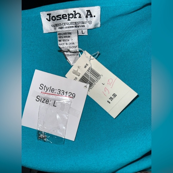 VINTAGE NWT Joseph A. Embroidered Turquoise Sweater - Picture 10 of 10